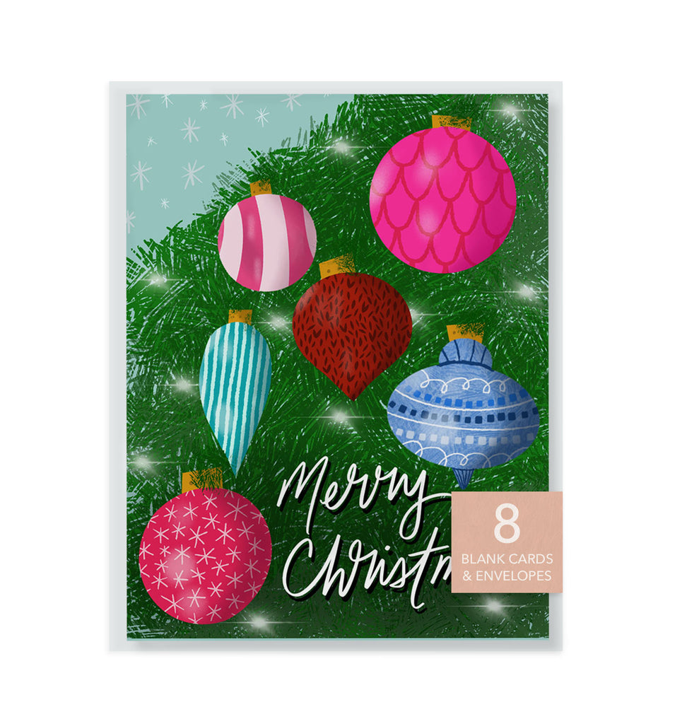 Red Christmas Ornament Blank Cards and Envelopes Set - 8ct