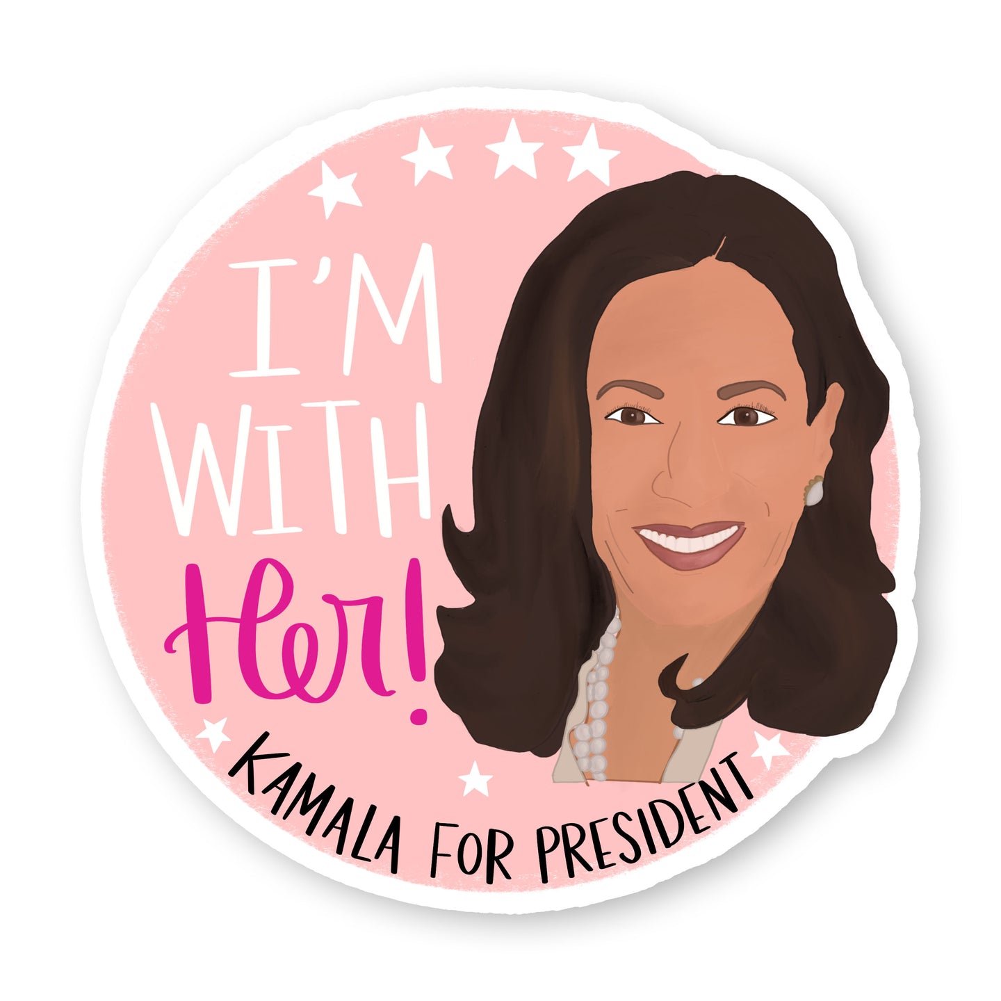 Kamala Harris Pink Stars Sticker