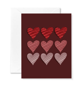 Burgundy Hearts Card
