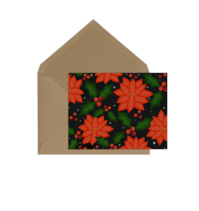 Poinsettia and Holly Card