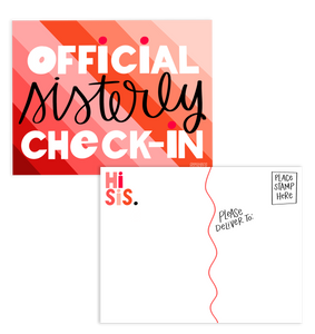 Sisterly Check-In Postcards